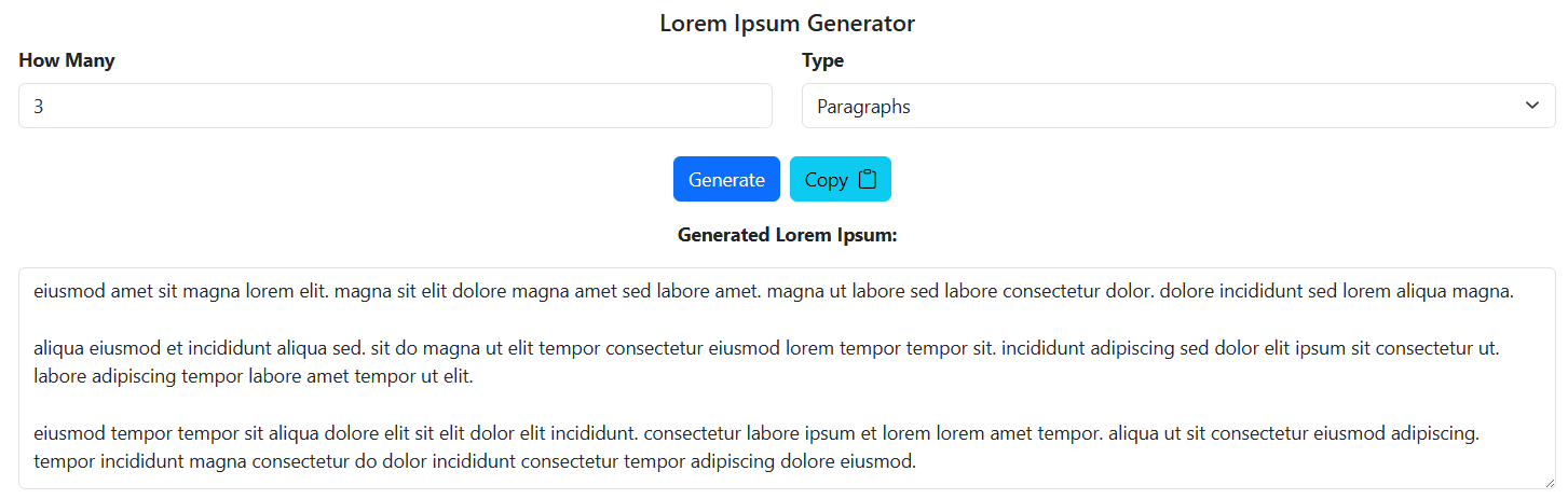 Lorem Ipsum Generator Tool Preview
