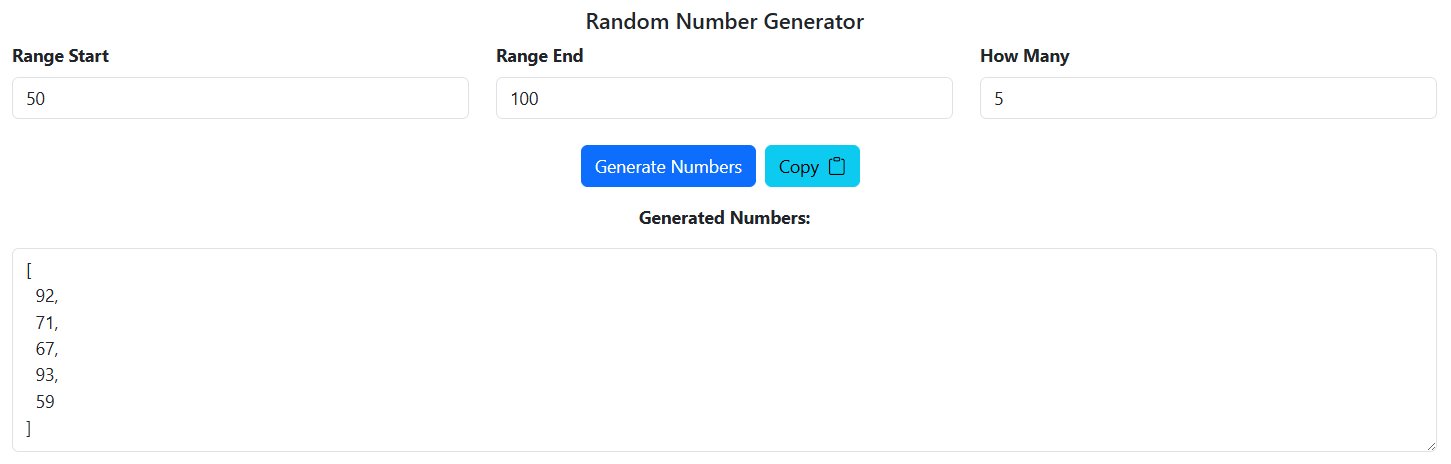 Number Generator Tool Preview