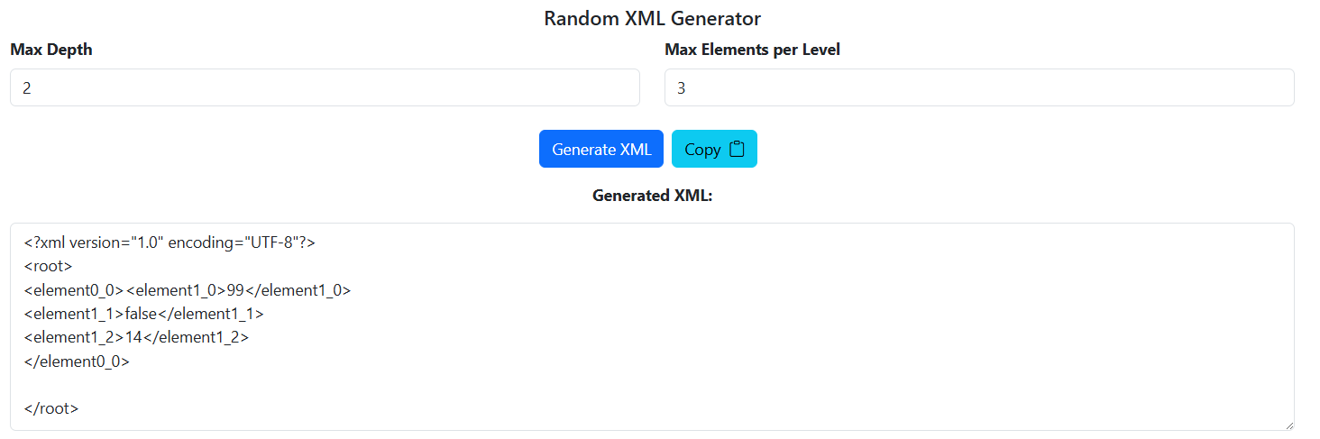 XML Generator Tool Preview