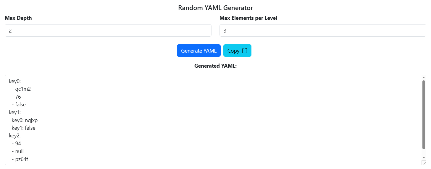 YAML Generator Tool Preview